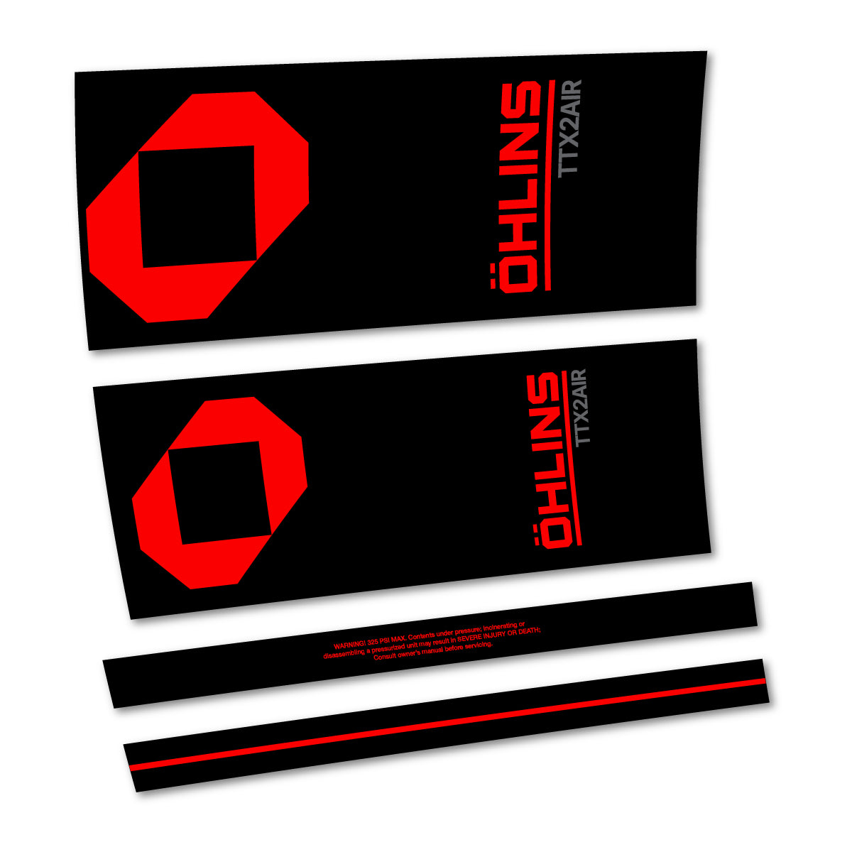 Stickers for Öhlins TTX2 AIR M.2 2027, Rear Shock vinyl decals - Orange Red