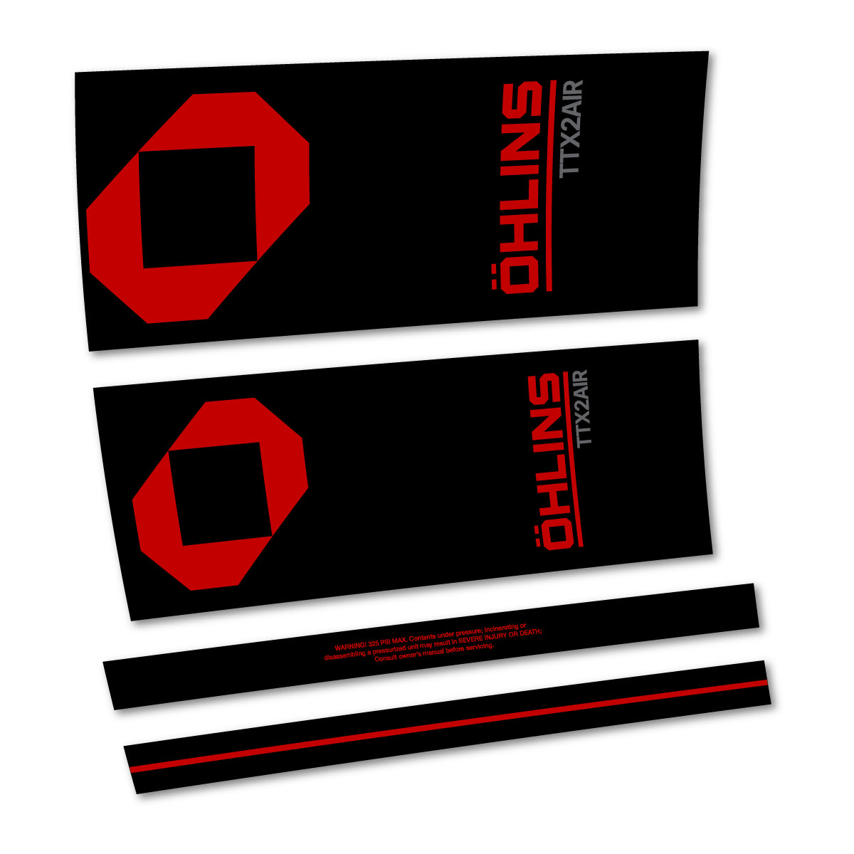 Stickers for Öhlins TTX2 AIR M.2 2027, Rear Shock vinyl decals - Medium Red