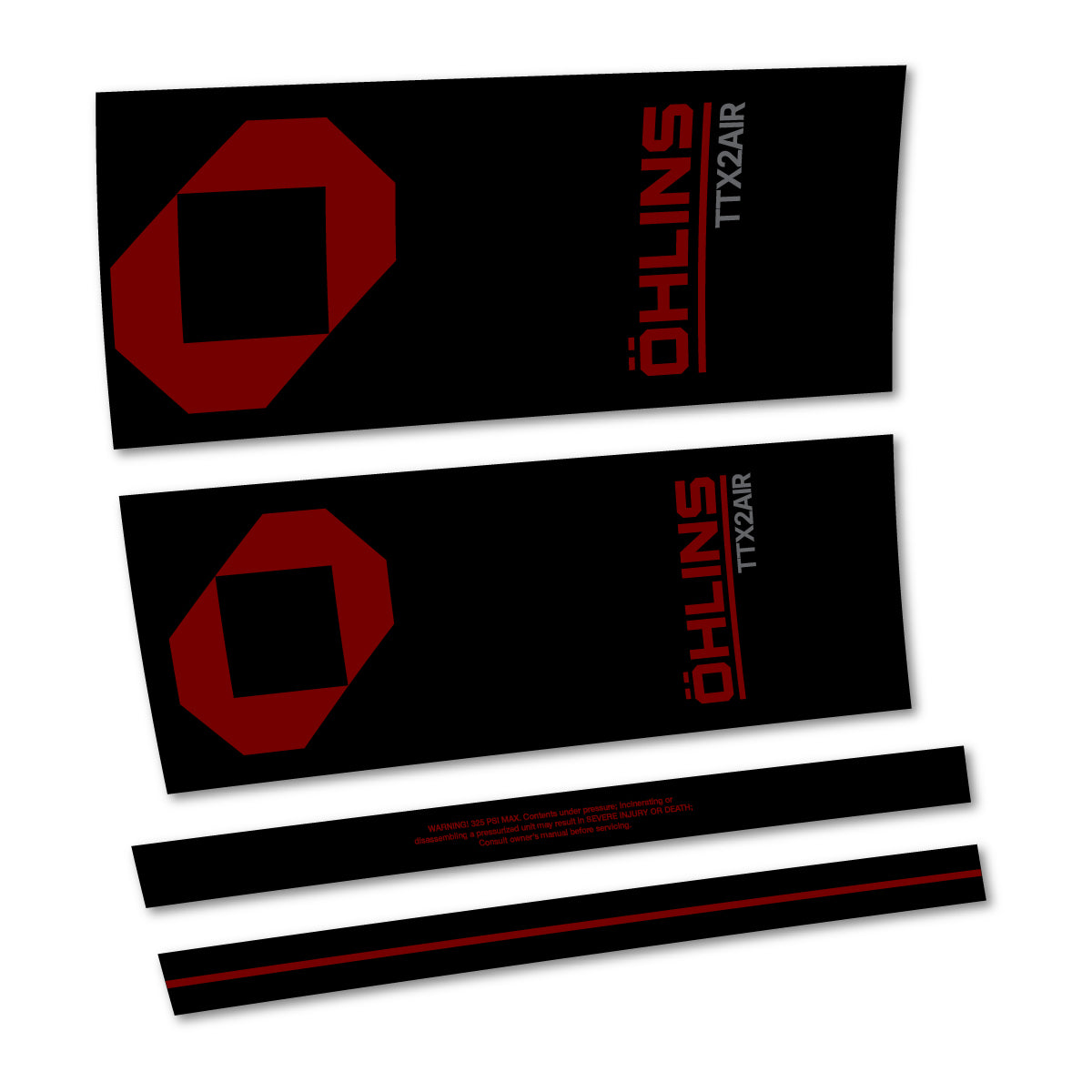 Stickers for Öhlins TTX2 AIR M.2 2027, Rear Shock vinyl decals - Very Dark Red