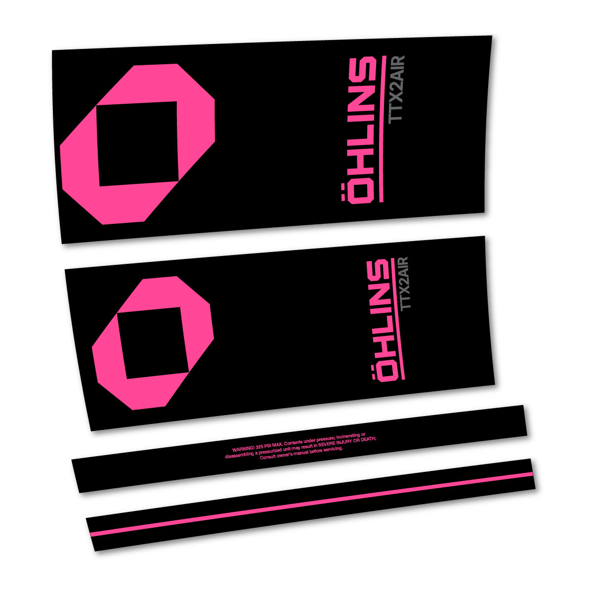 Stickers for Öhlins TTX2 AIR M.2 2027, Rear Shock vinyl decals - Bubblegum Pink