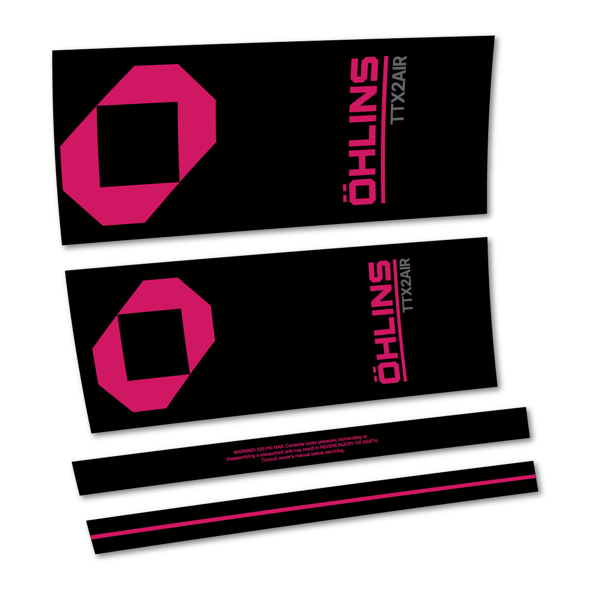 Stickers for Öhlins TTX2 AIR M.2 2027, Rear Shock vinyl decals - Dark Pink