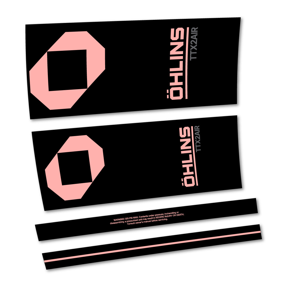 Stickers for Öhlins TTX2 AIR M.2 2027, Rear Shock vinyl decals - Salmon Pink