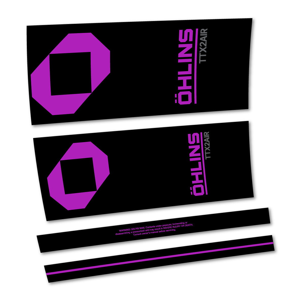 Stickers for Öhlins TTX2 AIR M.2 2027, Rear Shock vinyl decals - Violet Pink