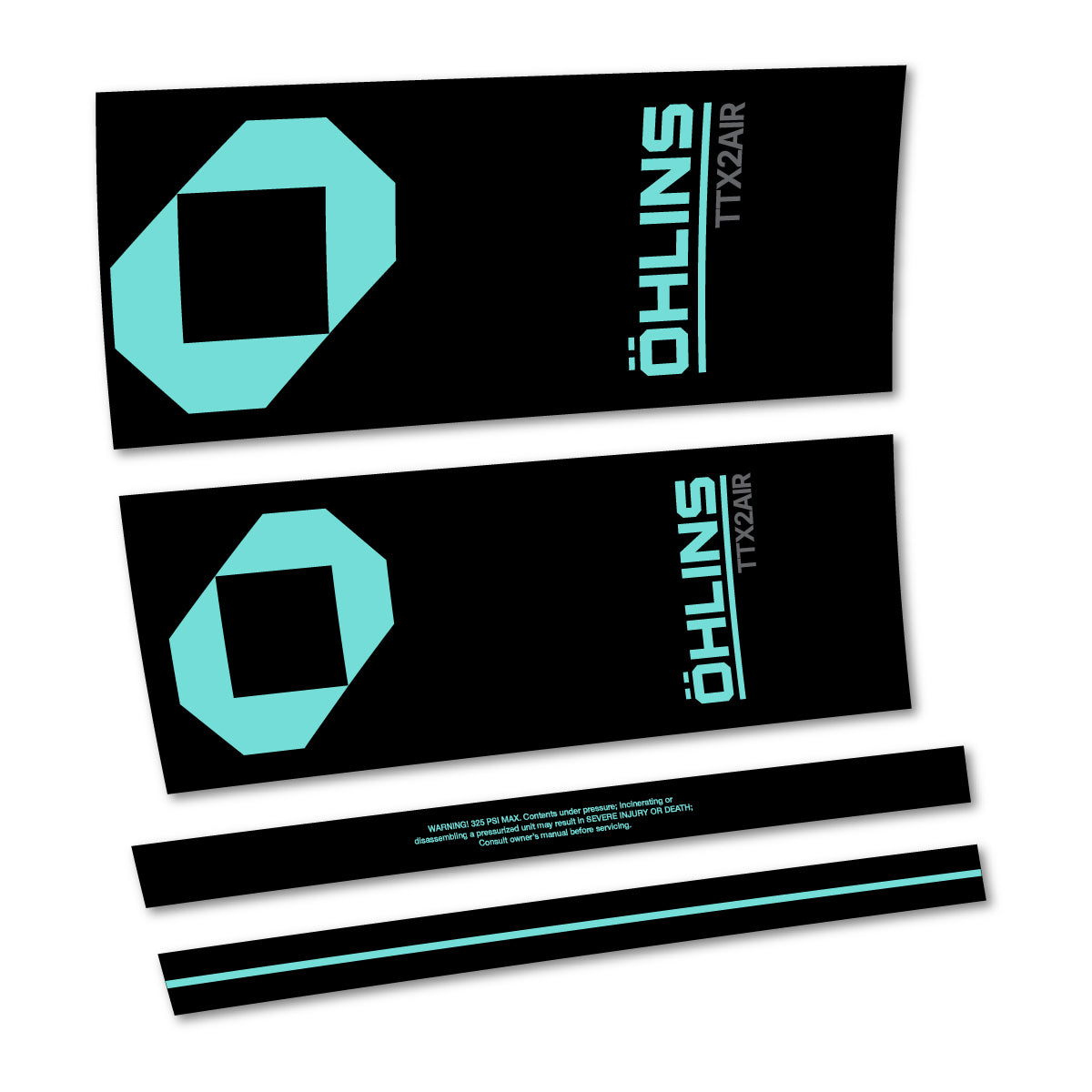 Stickers for Öhlins TTX2 AIR M.2 2027, Rear Shock vinyl decals - Blue Green