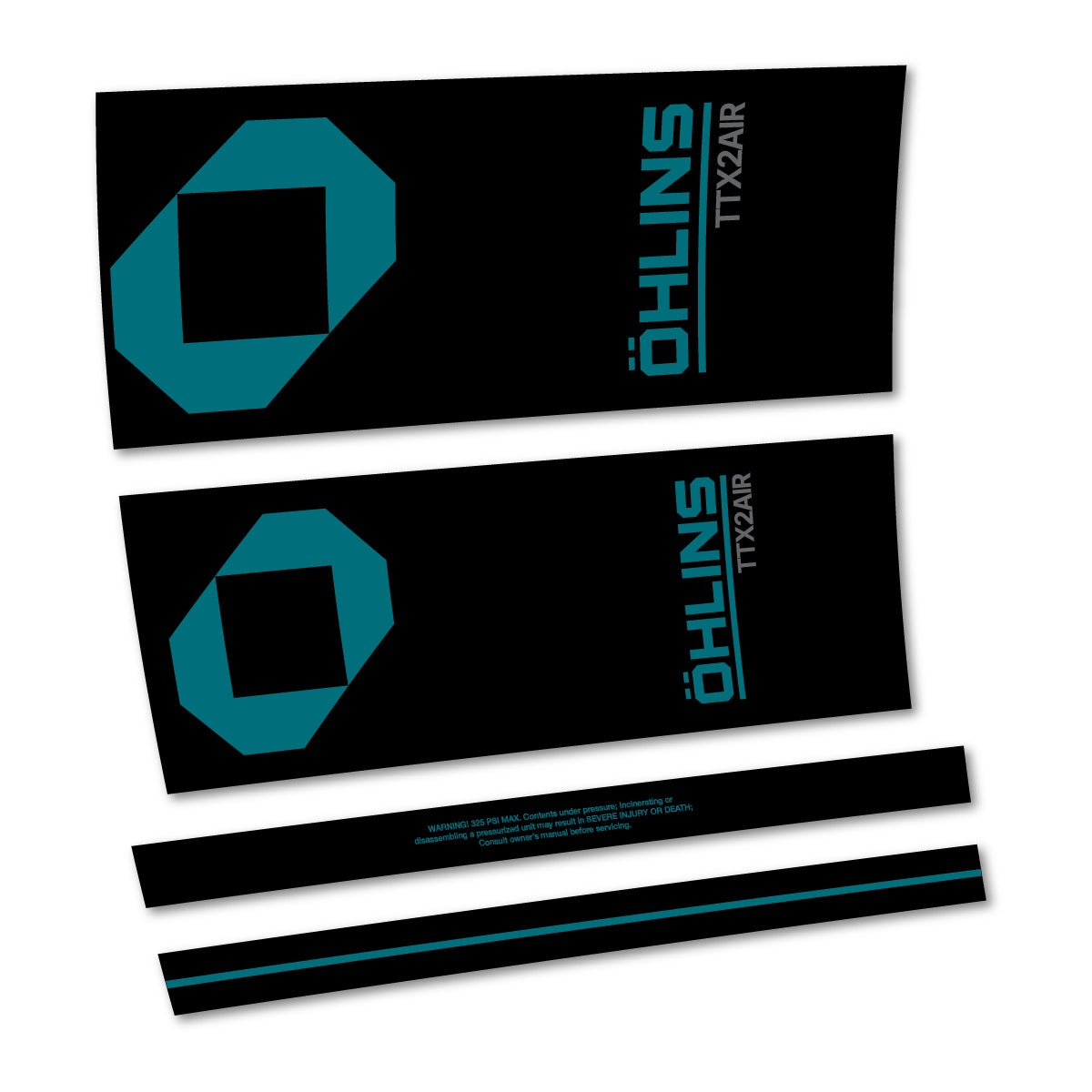 Stickers for Öhlins TTX2 AIR M.2 2027, Rear Shock vinyl decals - Dark Turquoise