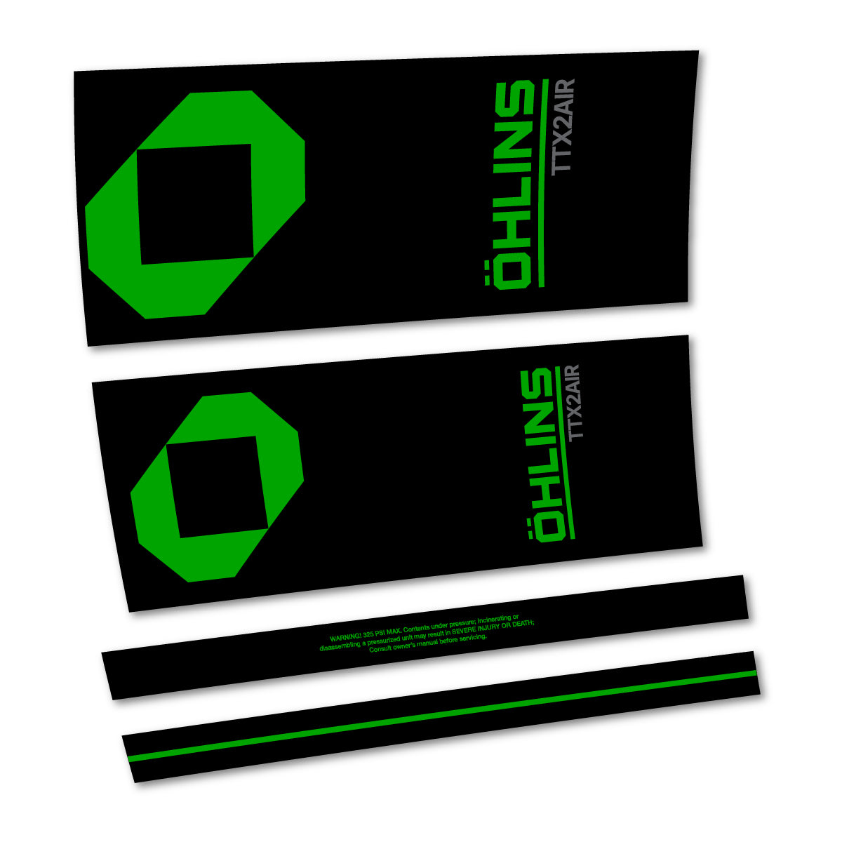 Stickers for Öhlins TTX2 AIR M.2 2027, Rear Shock vinyl decals - Green