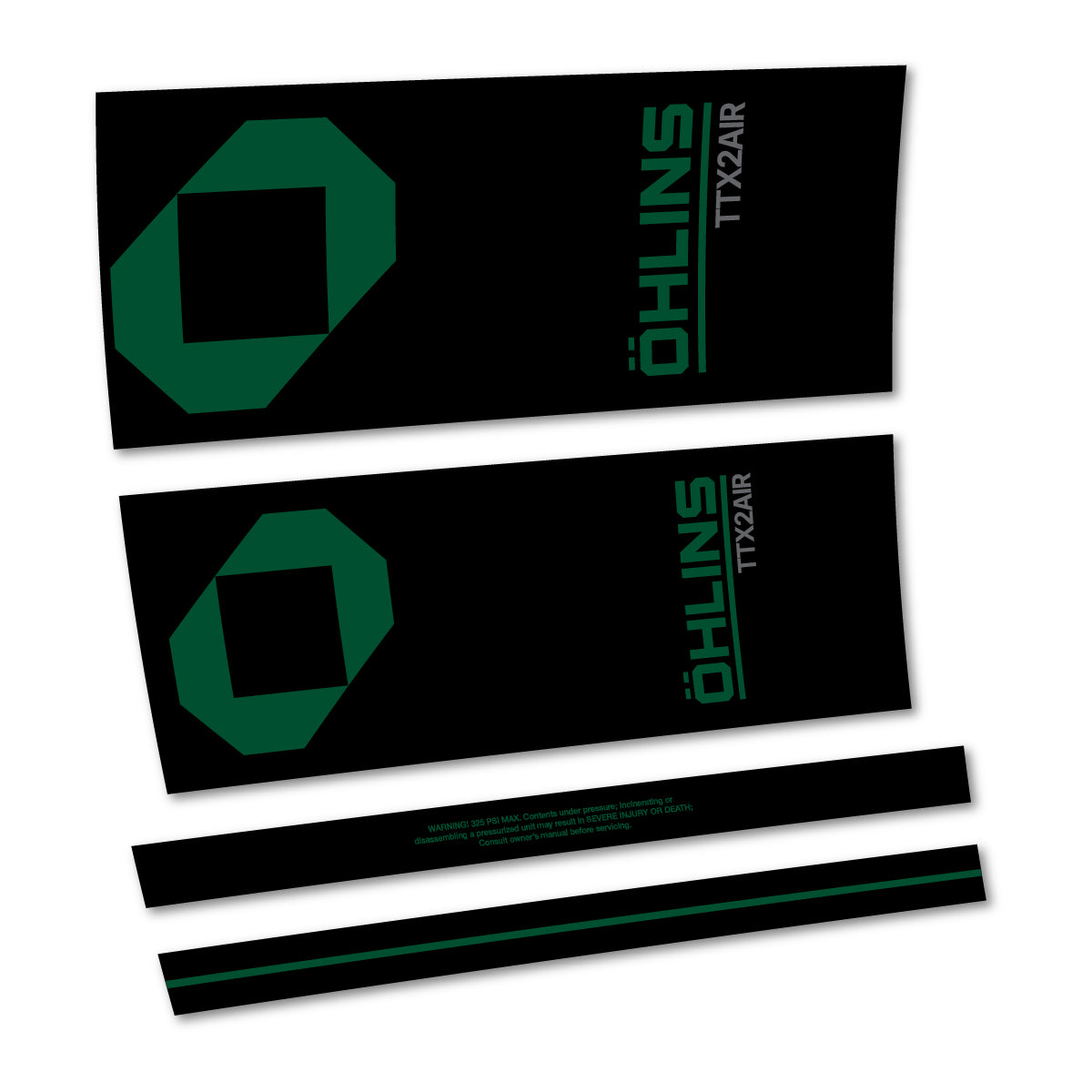Stickers for Öhlins TTX2 AIR M.2 2027, Rear Shock vinyl decals - Dark Green