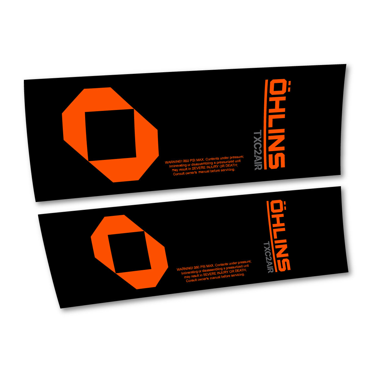 Compatible Stickers for Ohlins TXC2 AIR 2027, Shock Absorber vinyl decals - Orange