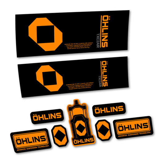 Stickers for Öhlins TXC2 AIR 2027, Rear Shock vinyl decals - Saffron Yellow
