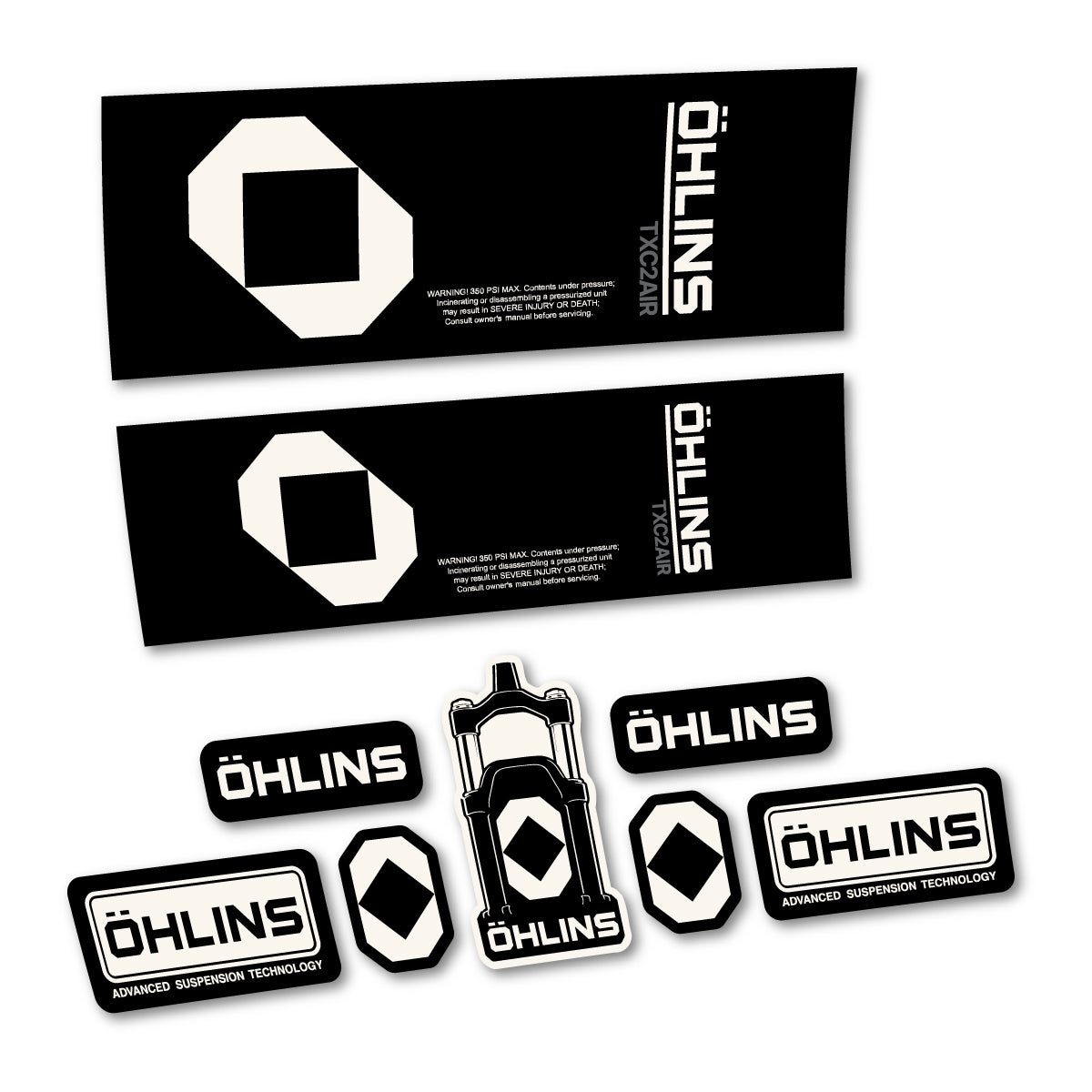 Stickers for Öhlins TXC2 AIR 2027, Rear Shock vinyl decals - Bone White