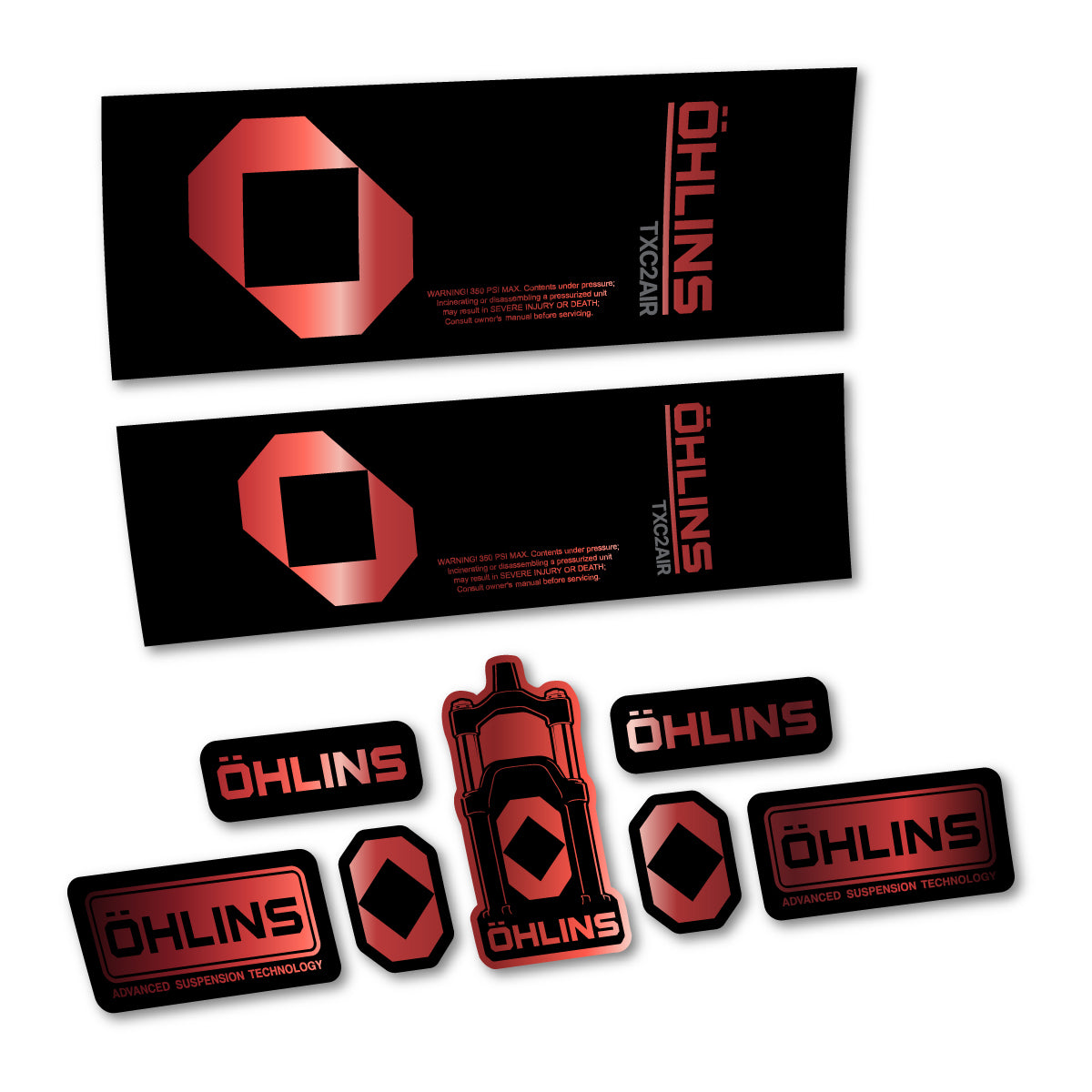 Stickers for Öhlins TXC2 AIR 2027, Rear Shock vinyl decals - Copper