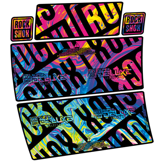 Psychedelic Rainbow decal for RockShox Super Deluxe Select Plus rear shock – bike sticker vinyl