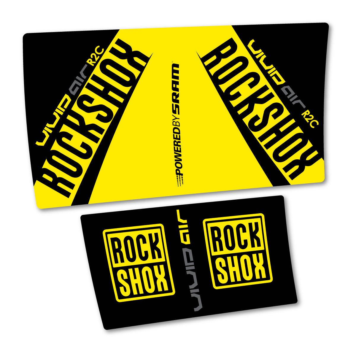 Compatible Stickers for RockShox Vivid Air R2C 2017, Shock Absorber vinyl decals - Yellow