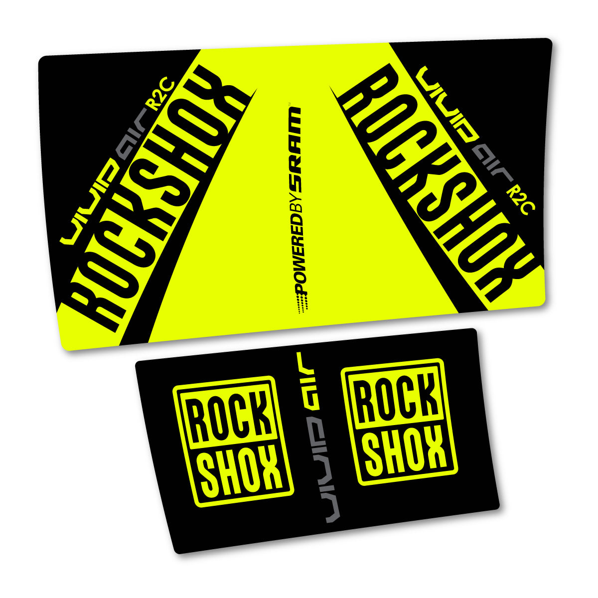 Compatible Stickers for RockShox Vivid Air R2C 2017, Shock Absorber vinyl decals - Neon Yellow