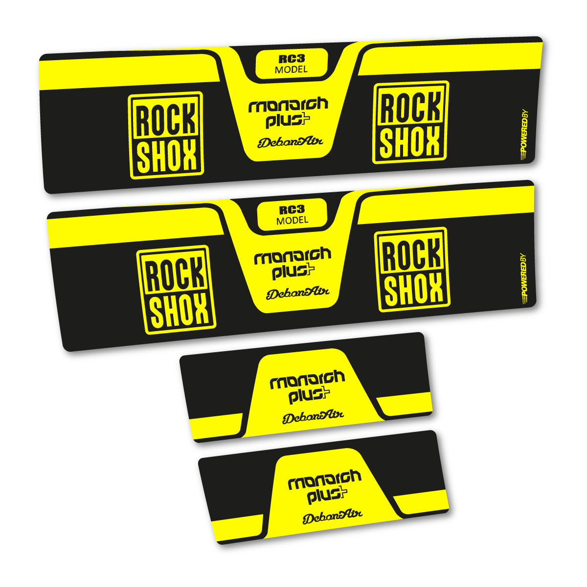 Compatible Stickers for RockShox Monarch Plus RC3 2015, Shock Absorber vinyl decals - Lemon Yellow