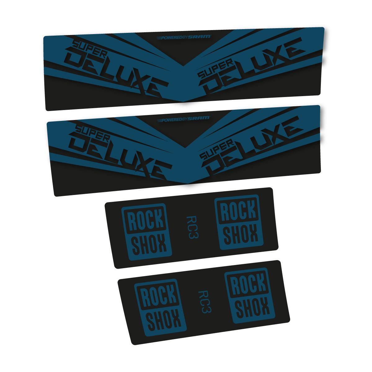 Compatible Stickers for RockShox Super Deluxe RC3 2017, Shock Absorber vinyl decals - Dark Lake