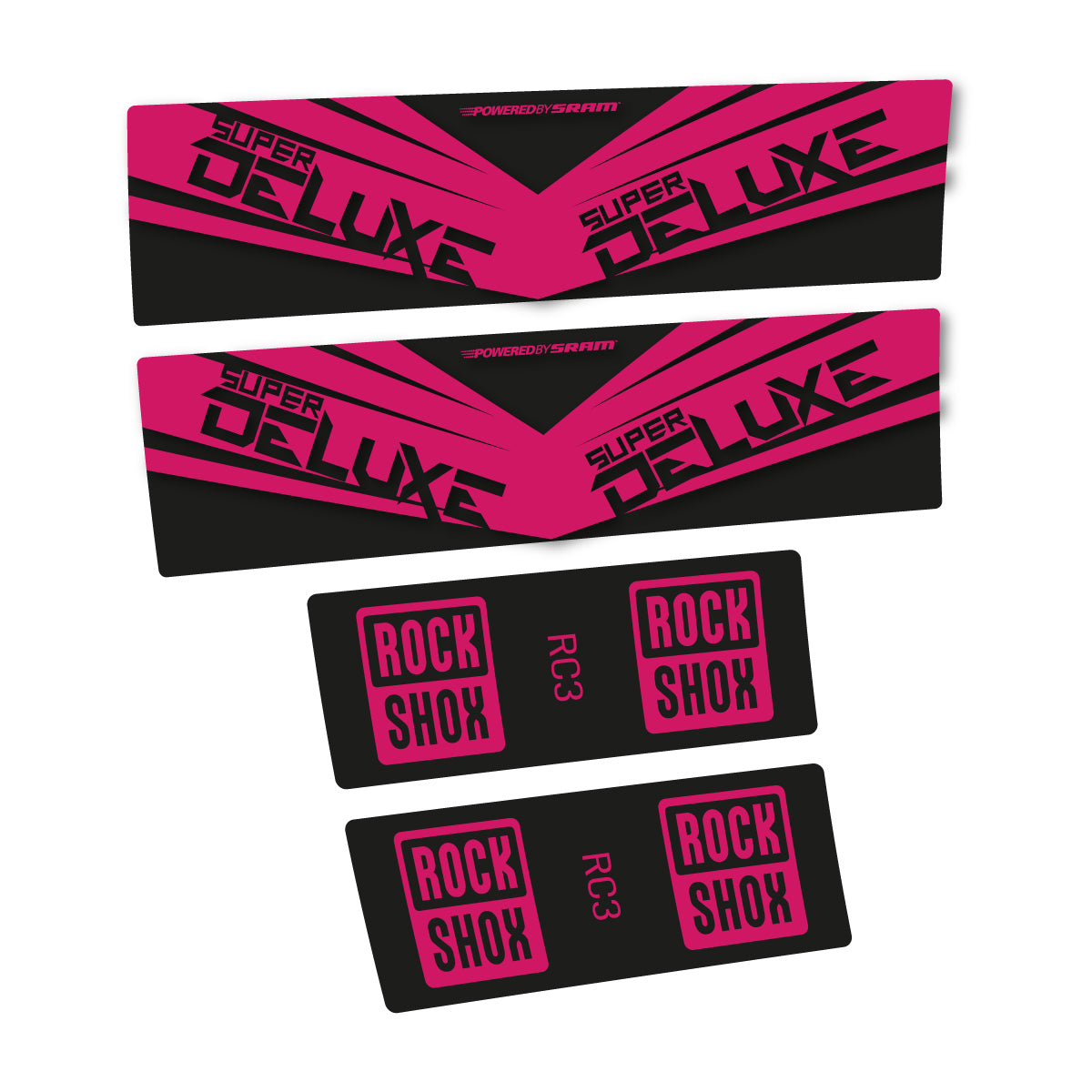 Compatible Stickers for RockShox Super Deluxe RC3 2017, Shock Absorber vinyl decals - Dark Pink