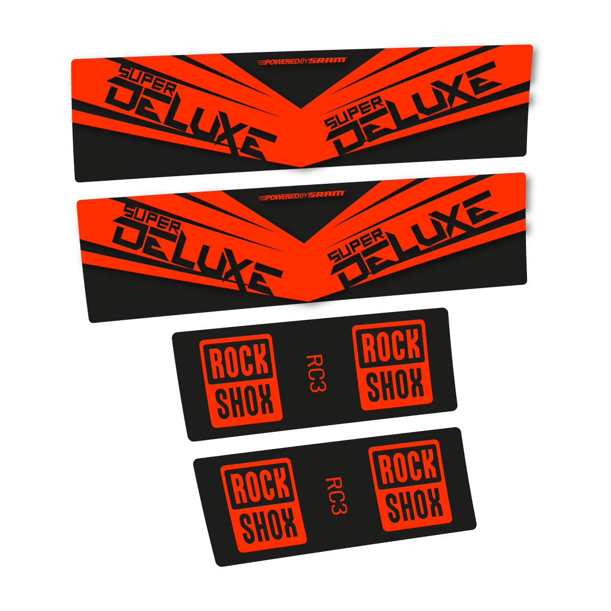Compatible Stickers for RockShox Super Deluxe RC3 2017, Shock Absorber vinyl decals - Luminous Orange