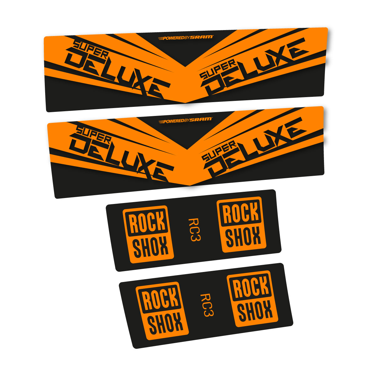 Compatible Stickers for RockShox Super Deluxe RC3 2017, Shock Absorber vinyl decals - Light Neon Orange