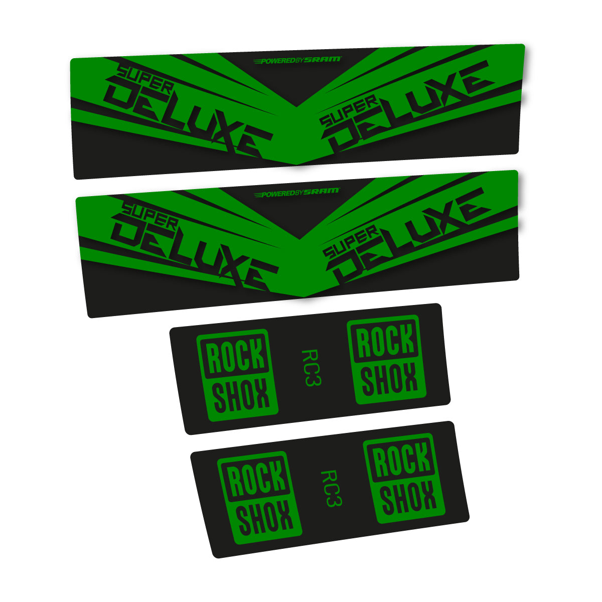 Compatible Stickers for RockShox Super Deluxe RC3 2017, Shock Absorber vinyl decals - Medium Green