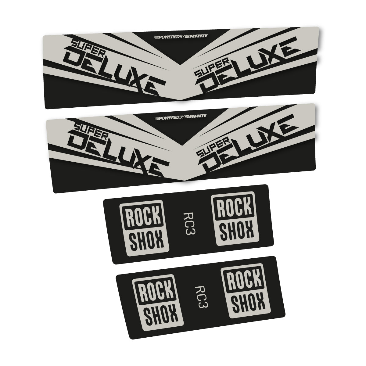 Compatible Stickers for RockShox Super Deluxe RC3 2017, Shock Absorber vinyl decals - Light Grey
