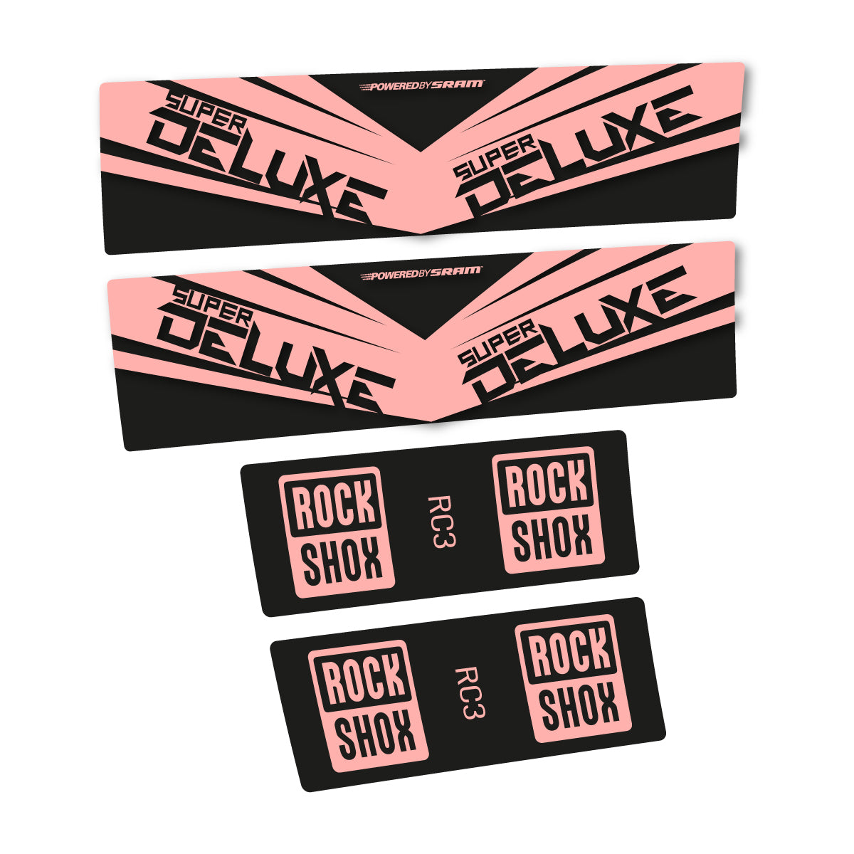Compatible Stickers for RockShox Super Deluxe RC3 2017, Shock Absorber vinyl decals - Salmon Pink