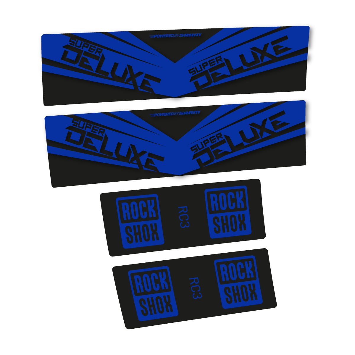 Compatible Stickers for RockShox Super Deluxe RC3 2017, Shock Absorber vinyl decals - Ultramarine Blue