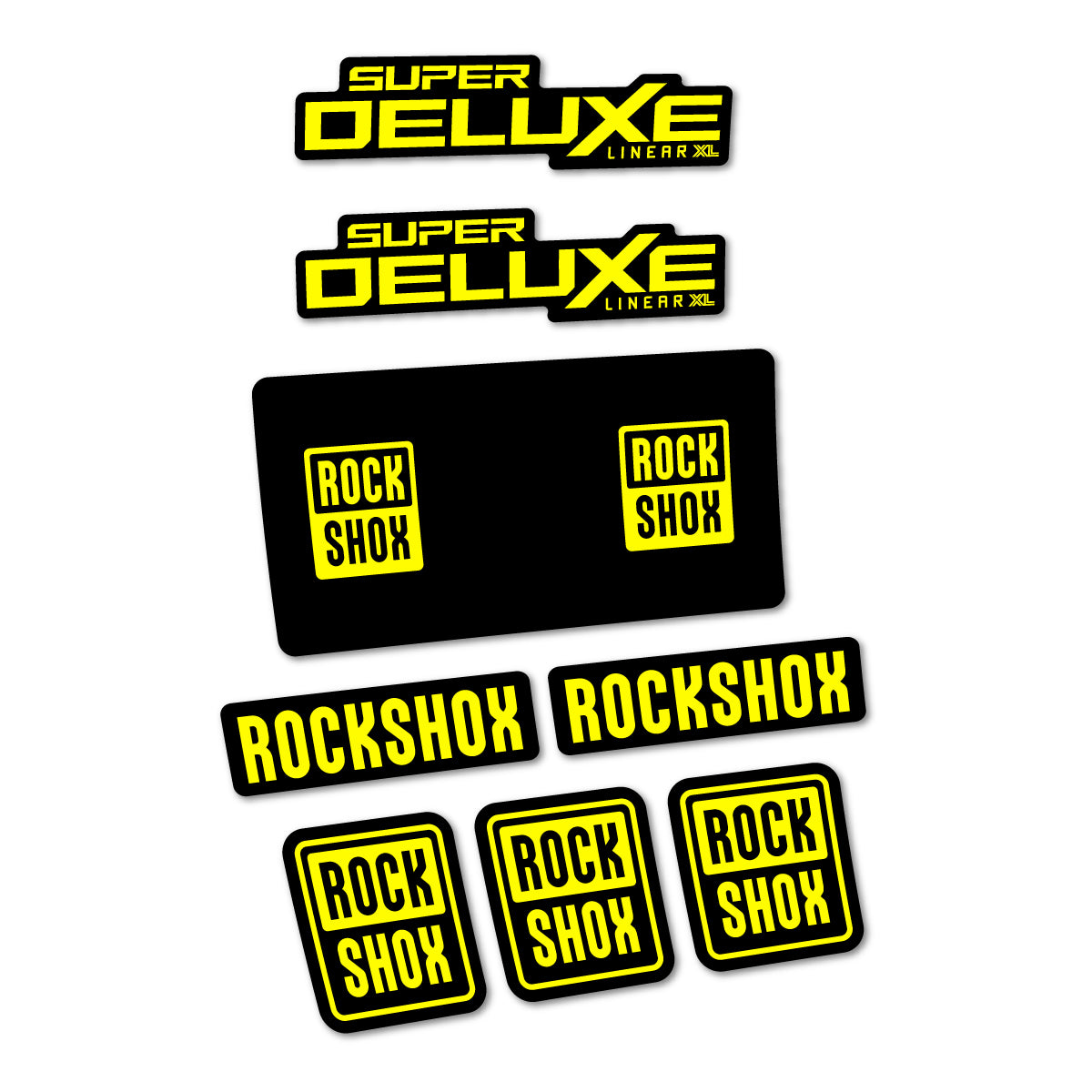 Stickers for RockShox Super Deluxe Base 2027, Rear Shock vinyl decals - Lemon Yellow