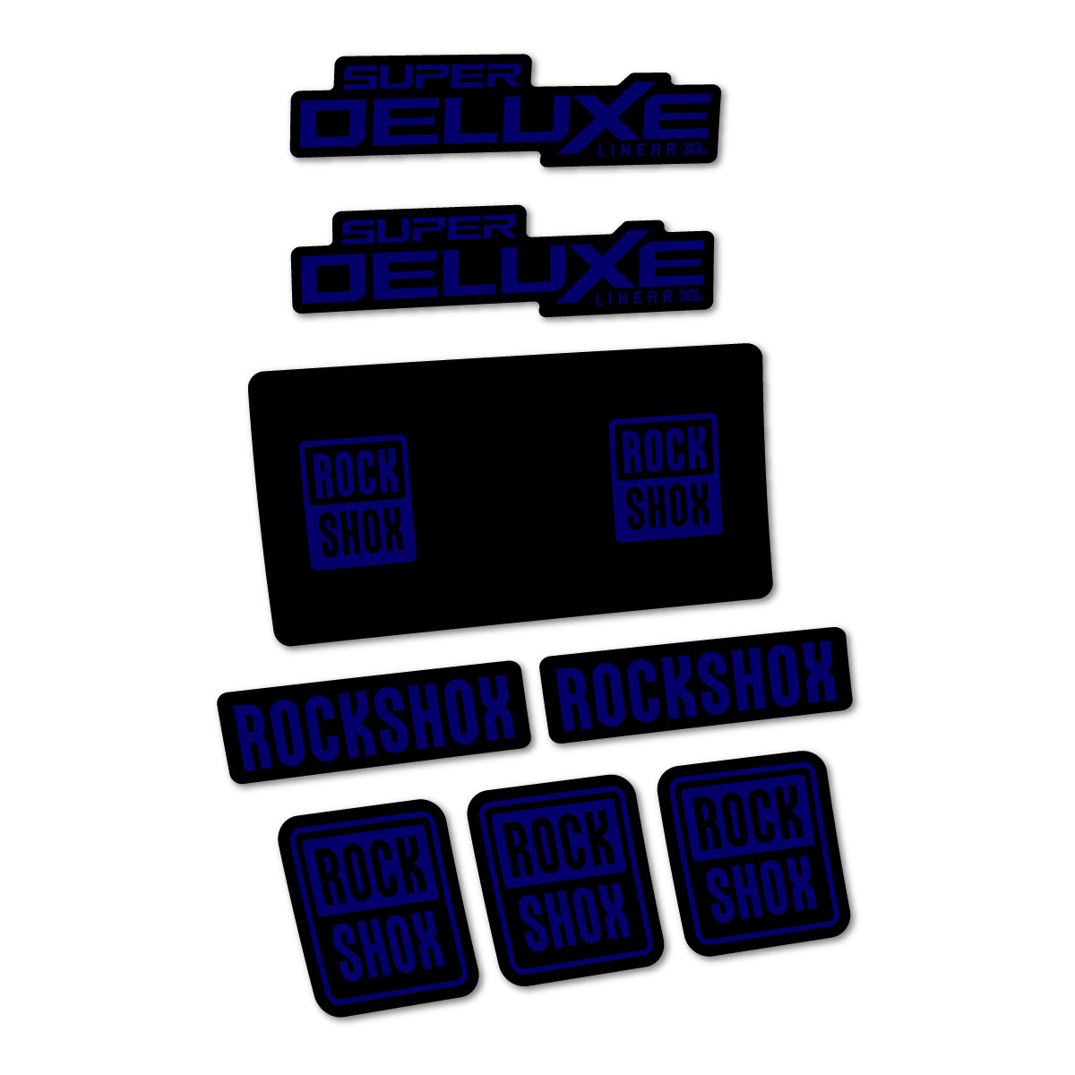 Stickers for RockShox Super Deluxe Base 2027, Rear Shock vinyl decals - Scandinavian Blue