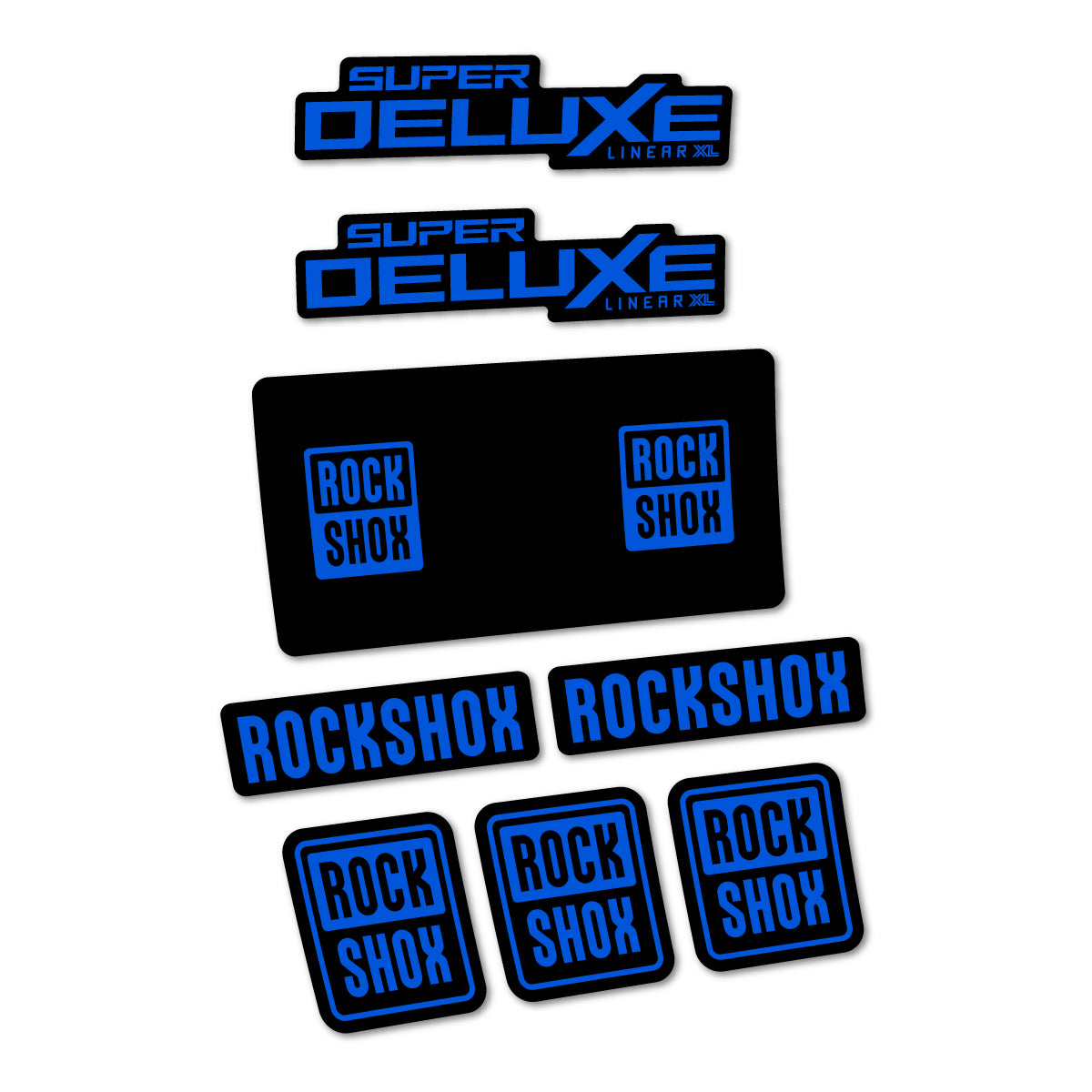 Stickers for RockShox Super Deluxe Base 2027, Rear Shock vinyl decals - Sea Blue