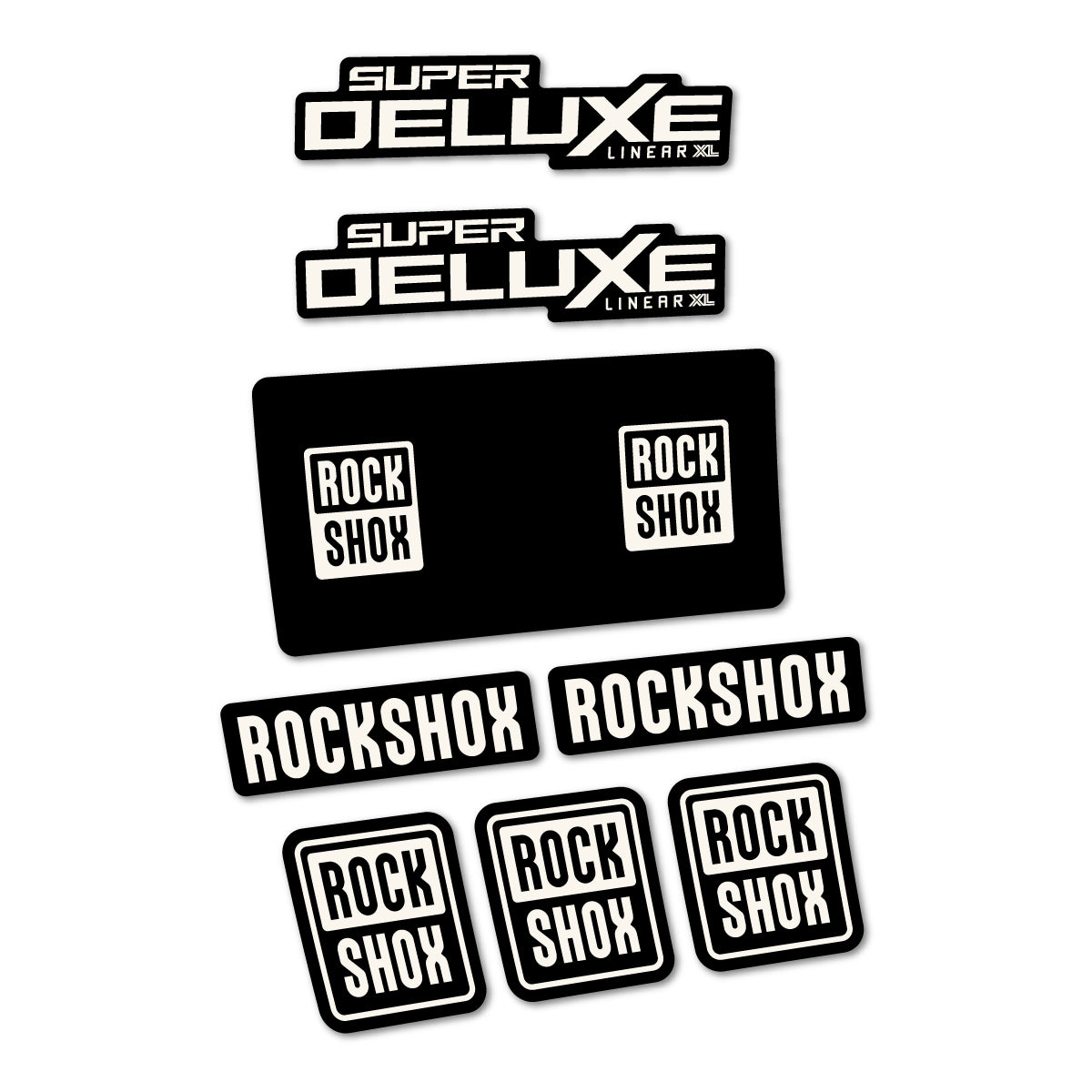 Stickers for RockShox Super Deluxe Base 2027, Rear Shock vinyl decals - Bone White
