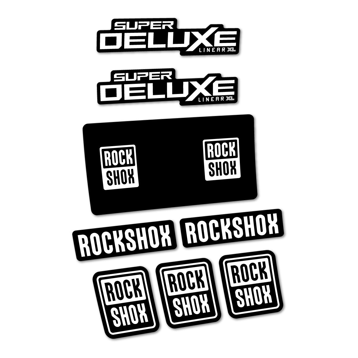 Stickers for RockShox Super Deluxe Base 2027, Rear Shock vinyl decals - White