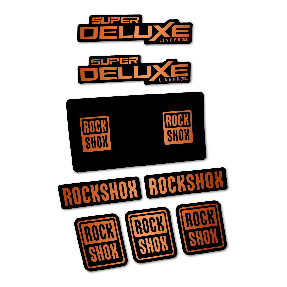 Stickers for RockShox Super Deluxe Base 2027, Rear Shock vinyl decals - Bronze