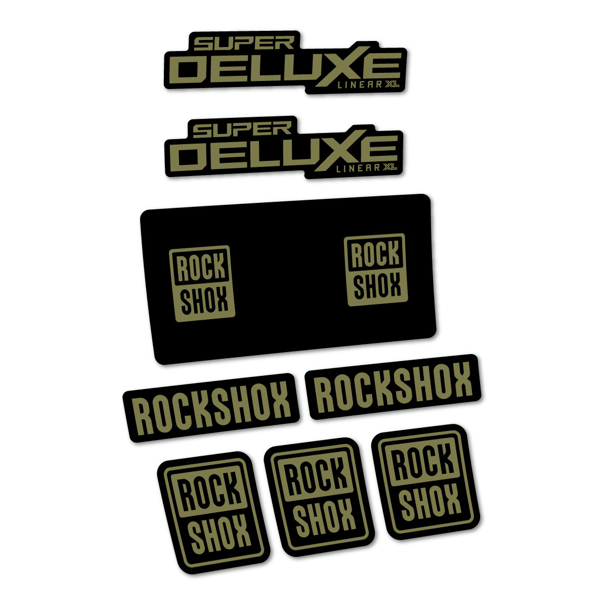 Stickers for RockShox Super Deluxe Base 2027, Rear Shock vinyl decals - Khaki