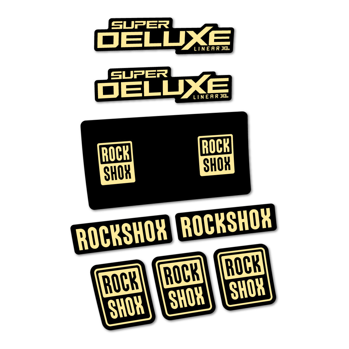 Stickers for RockShox Super Deluxe Base 2027, Rear Shock vinyl decals - Cream