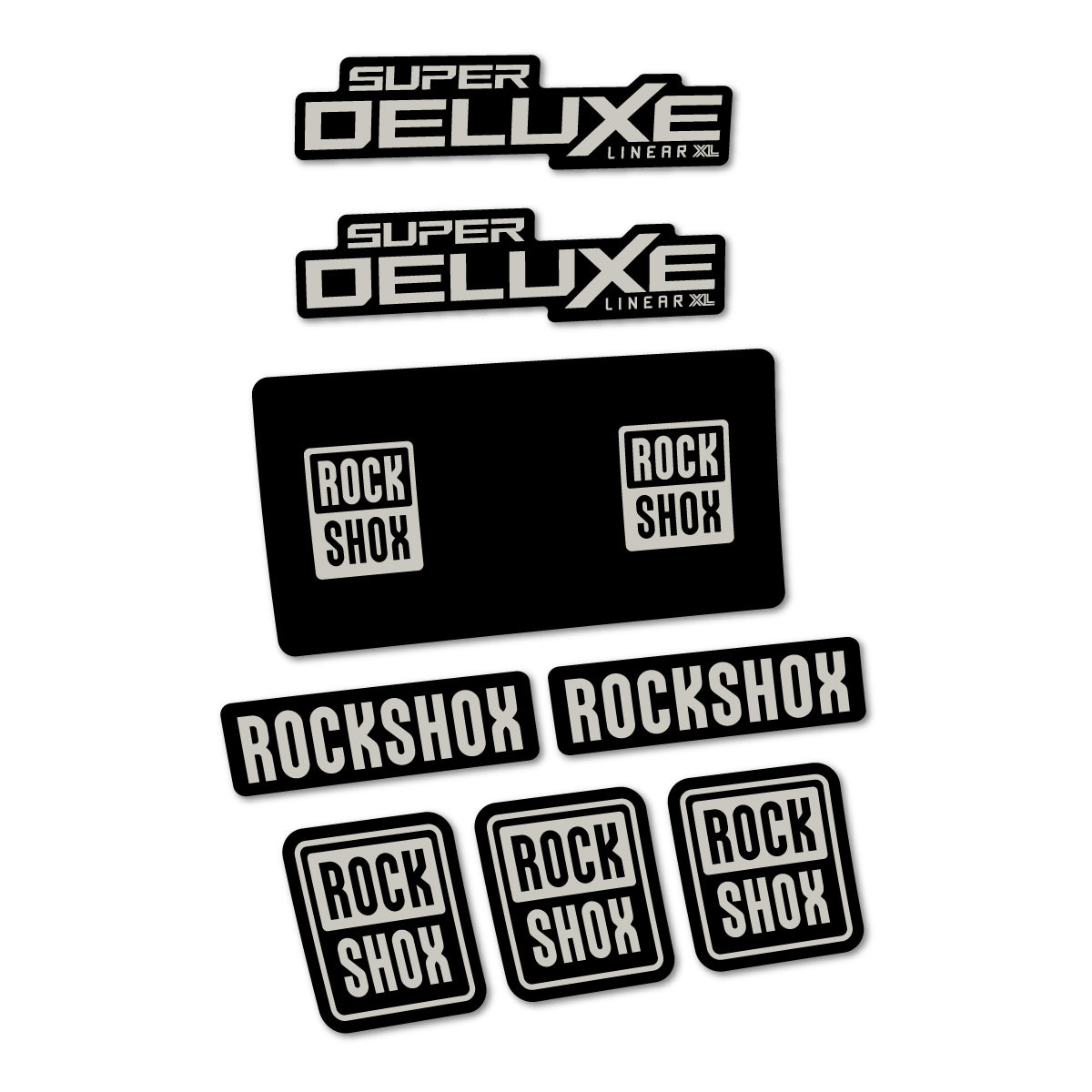 Stickers for RockShox Super Deluxe Base 2027, Rear Shock vinyl decals - Light Grey
