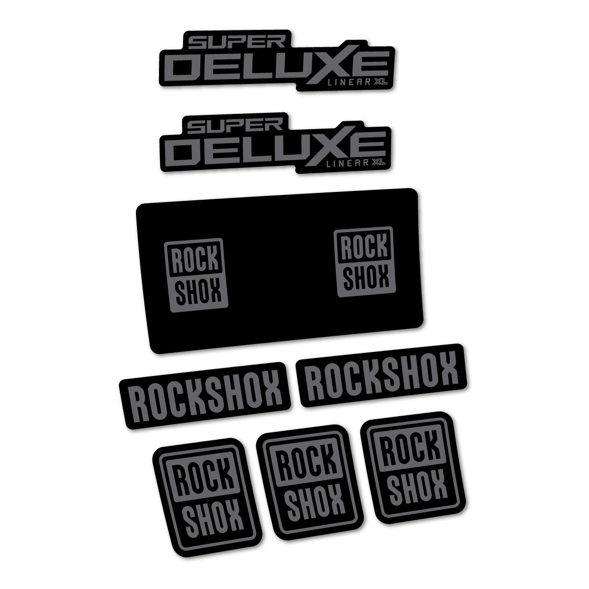 Stickers for RockShox Super Deluxe Base 2027, Rear Shock vinyl decals - Medium Grey