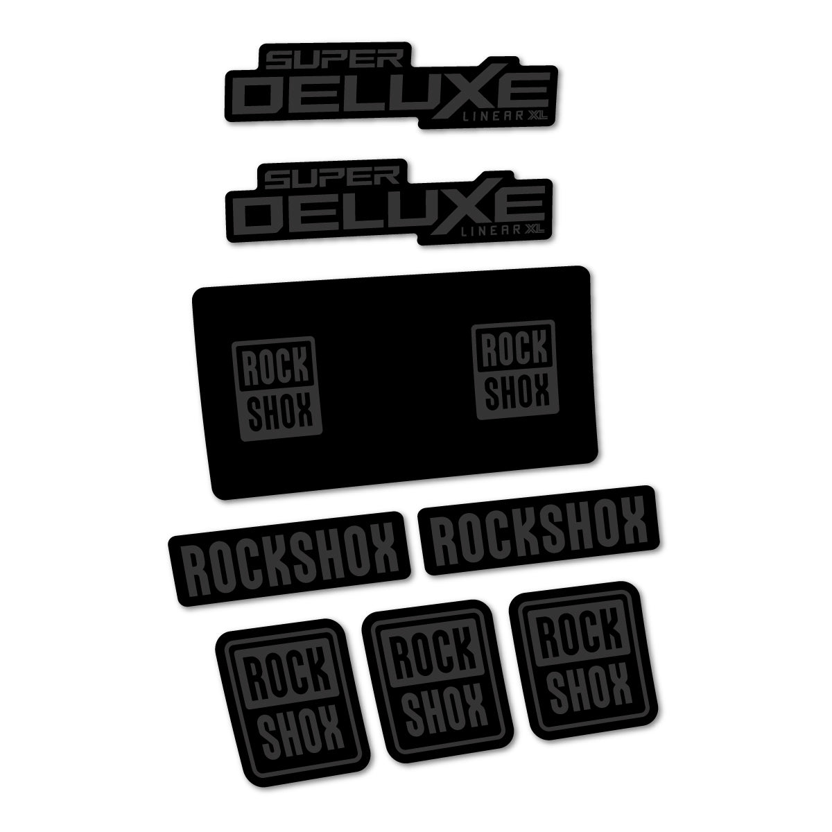 Stickers for RockShox Super Deluxe Base 2027, Rear Shock vinyl decals - Very Dark Grey