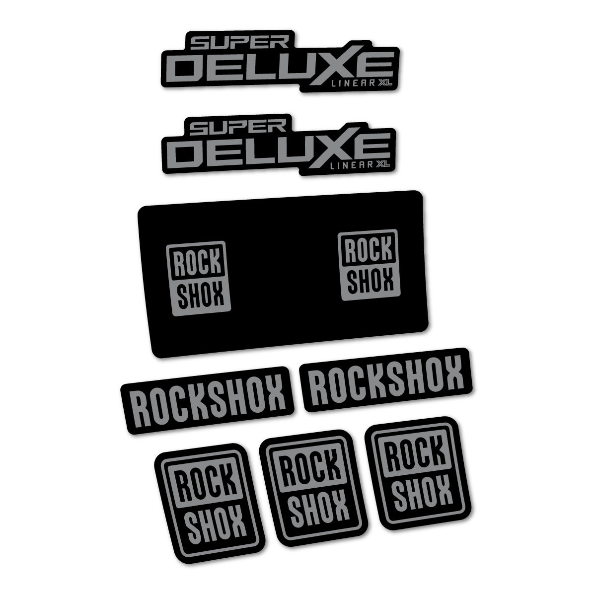 Stickers for RockShox Super Deluxe Base 2027, Rear Shock vinyl decals - Traffic Grey
