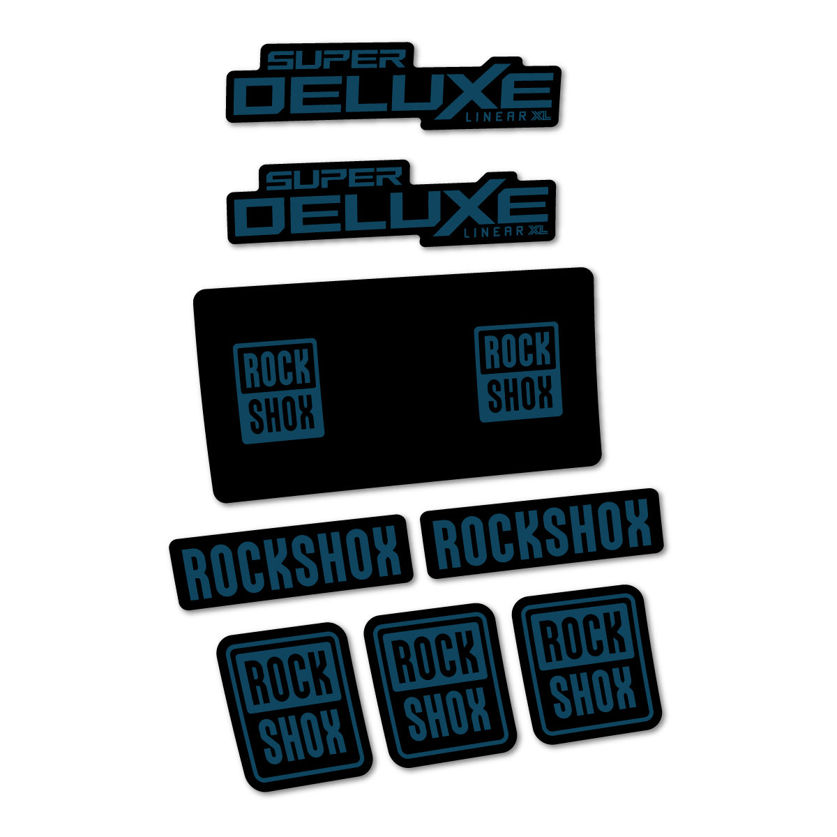 Stickers for RockShox Super Deluxe Base 2027, Rear Shock vinyl decals - Dark Lake