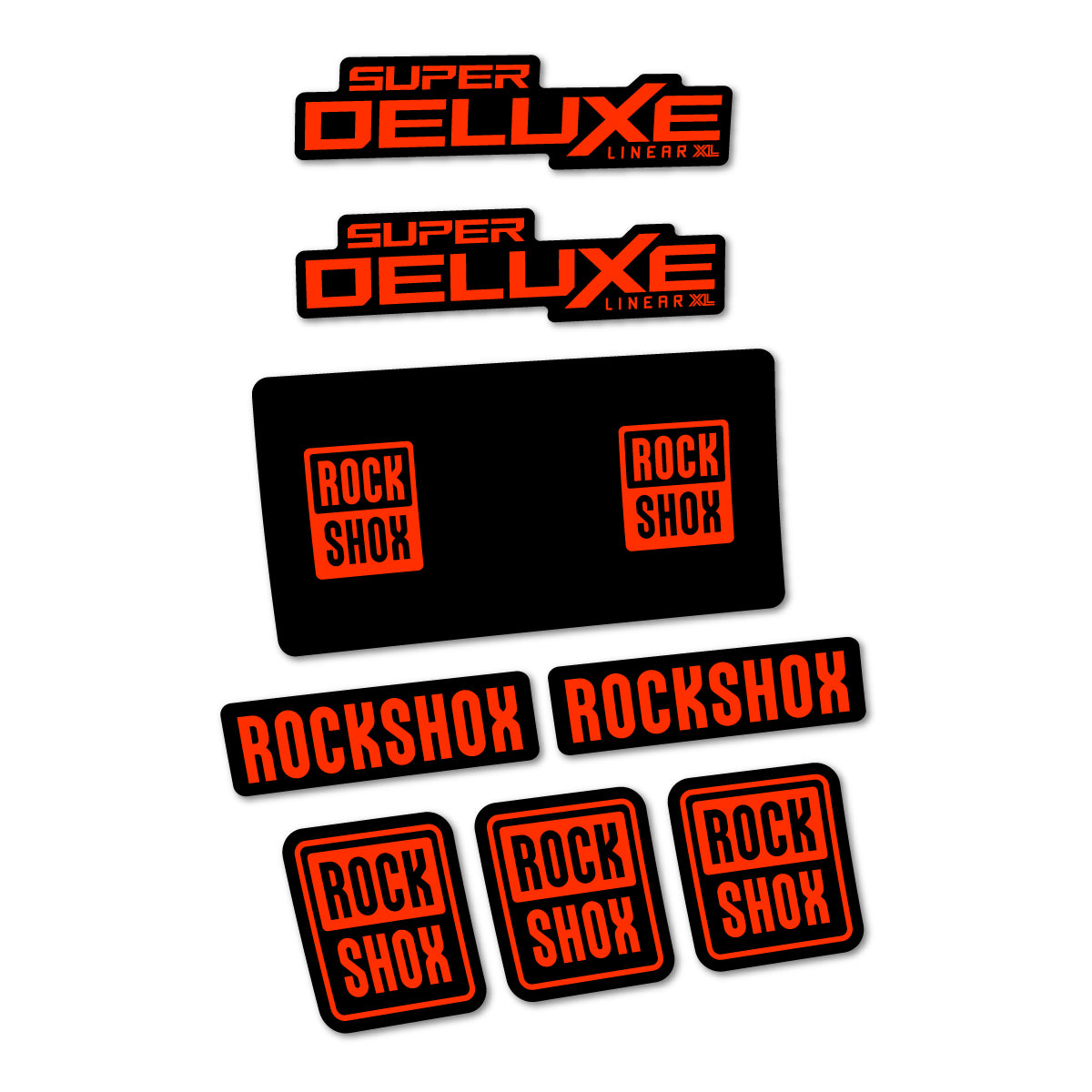 Stickers for RockShox Super Deluxe Base 2027, Rear Shock vinyl decals - Luminous Orange