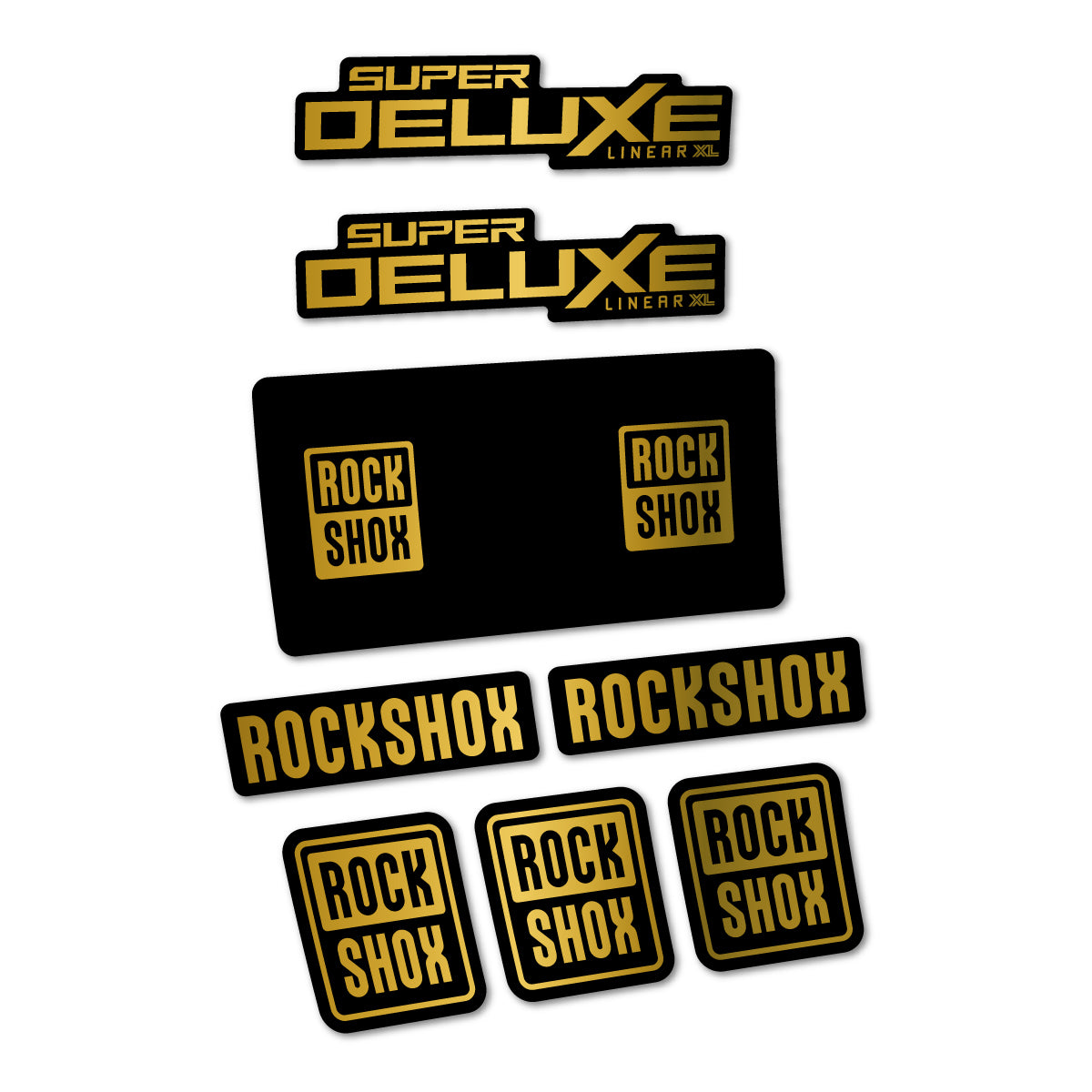Stickers for RockShox Super Deluxe Base 2027, Rear Shock vinyl decals - Gold