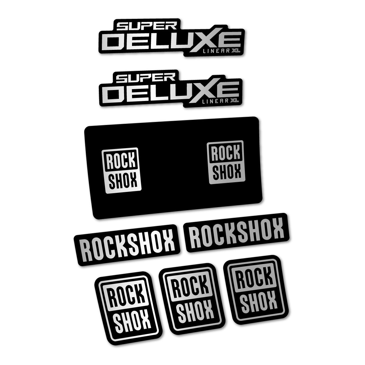 Stickers for RockShox Super Deluxe Base 2027, Rear Shock vinyl decals - Light Silver