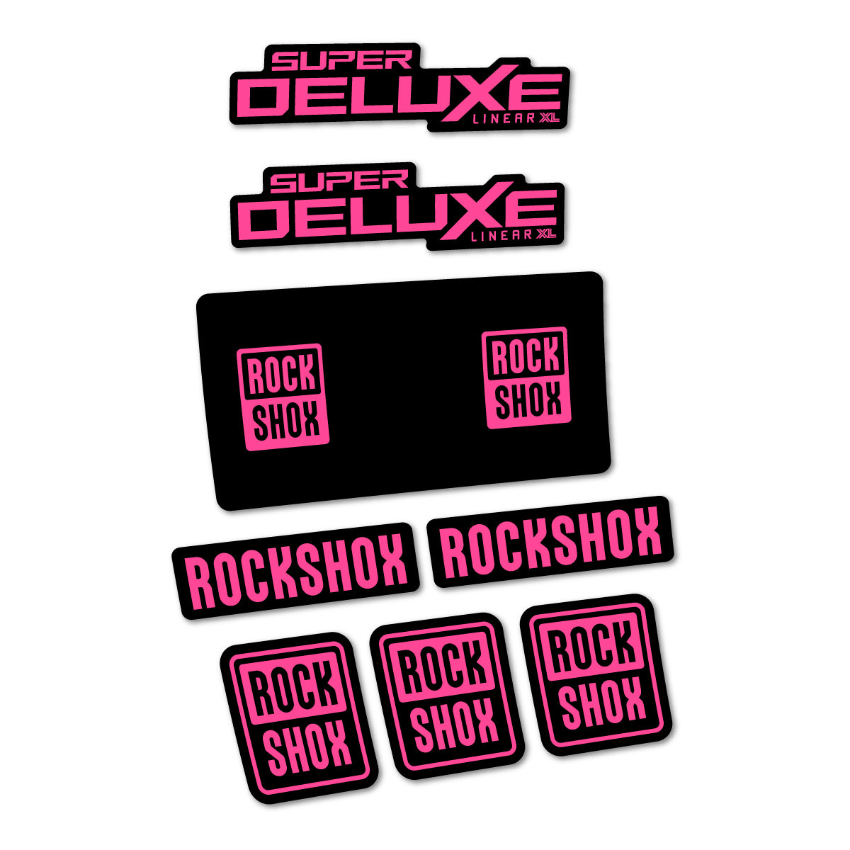 Stickers for RockShox Super Deluxe Base 2027, Rear Shock vinyl decals - Bubblegum Pink