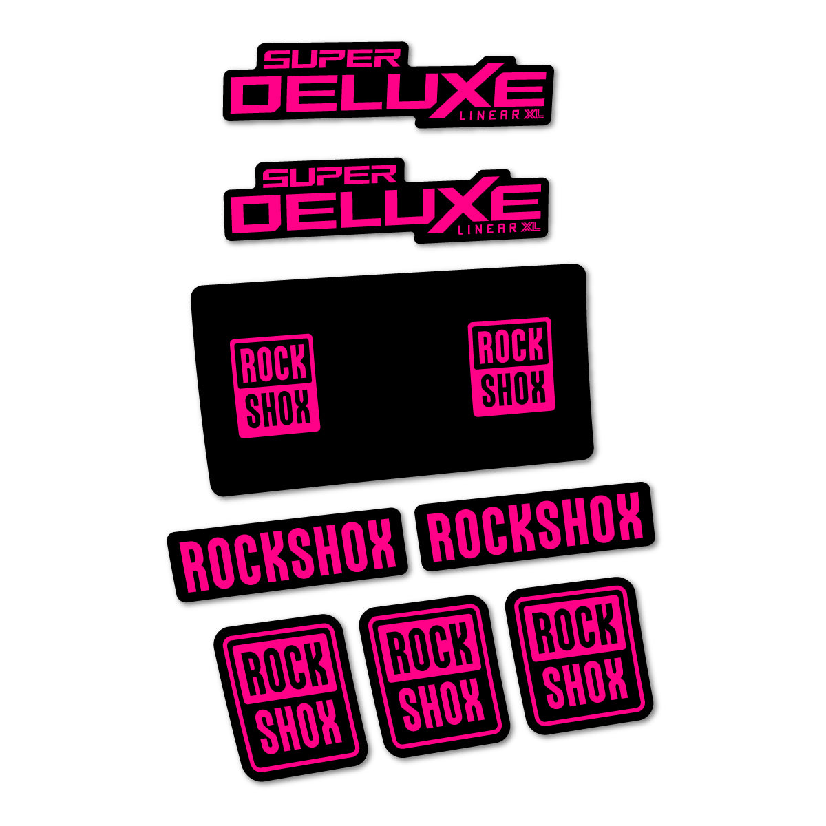 Stickers for RockShox Super Deluxe Base 2027, Rear Shock vinyl decals - Neon Pink