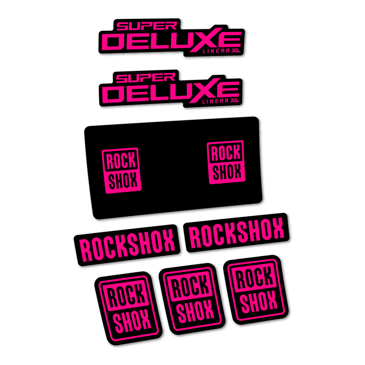 Stickers for RockShox Super Deluxe Base 2027, Rear Shock vinyl decals - Fuchsia