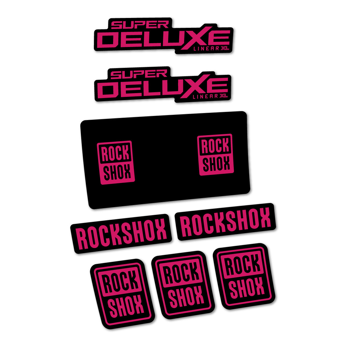Stickers for RockShox Super Deluxe Base 2027, Rear Shock vinyl decals - Dark Pink