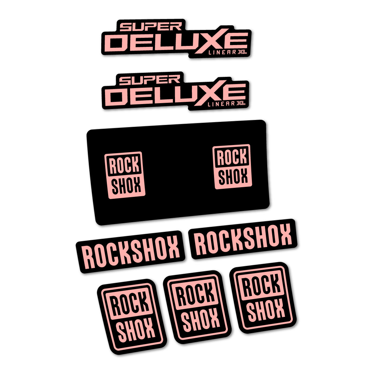 Stickers for RockShox Super Deluxe Base 2027, Rear Shock vinyl decals - Salmon Pink