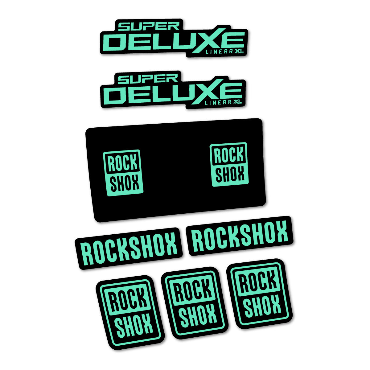 Stickers for RockShox Super Deluxe Base 2027, Rear Shock vinyl decals - Mint