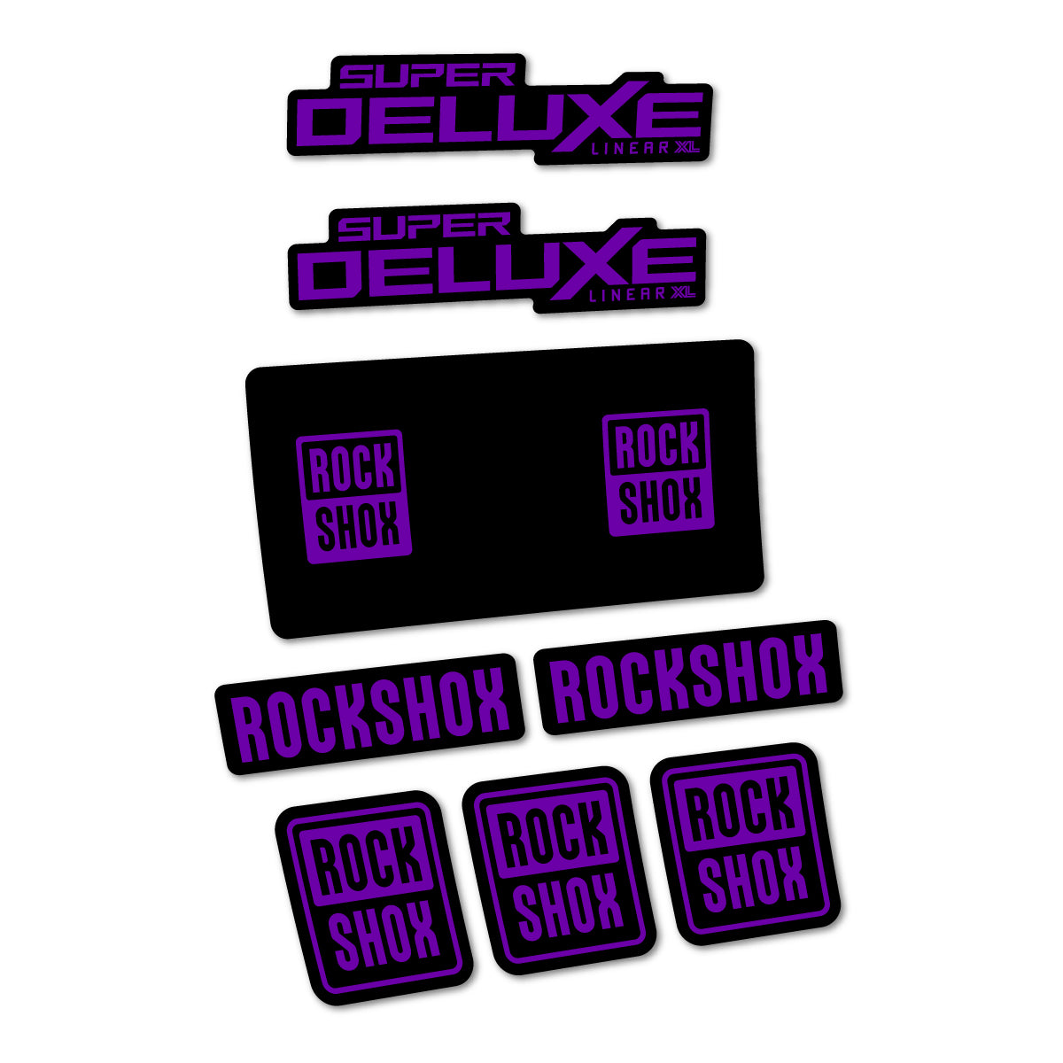 Stickers for RockShox Super Deluxe Base 2027, Rear Shock vinyl decals - Violet